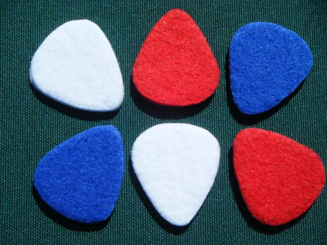 Ukulele Felt Plectrums in Red White and Blue (6x uke picks) UK seller