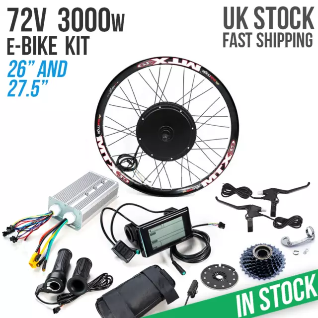 SolosBikes 72V 3kW Electric Bicycle Rear Hub Motor Conversion Kit E-Bike 27.5