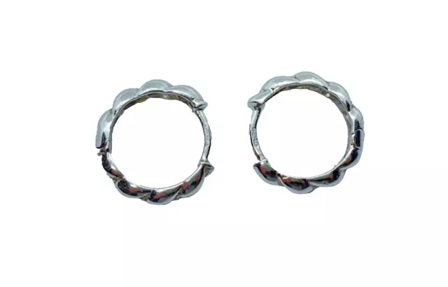 Lovely Sterling Silver & Cubic Zirconia Huggie Hoop Earrings 2.5 grams