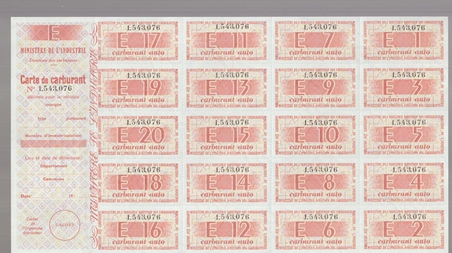 France Cinderellas Fiscal Billets Ration Carburant Auto Ministere 1949-59 NR 8