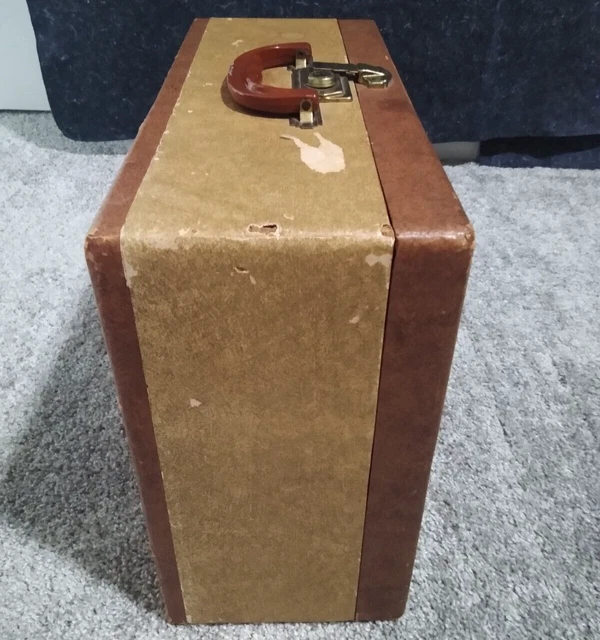 Vintage Suitcase Storage Box Beige Paper Exterior