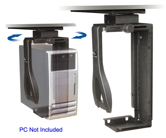3M ADJUSTABLE UNDERDESK CPU Holder with 360 Degree Swivel, Steel