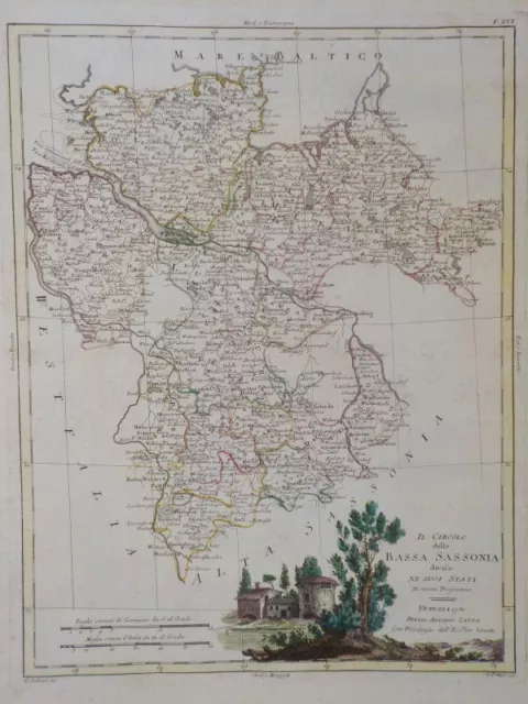 NIEDERSACHSEN, Hamburg, Magdeburg, Genthin usw. Kupferstichkarte, Venedig 1780