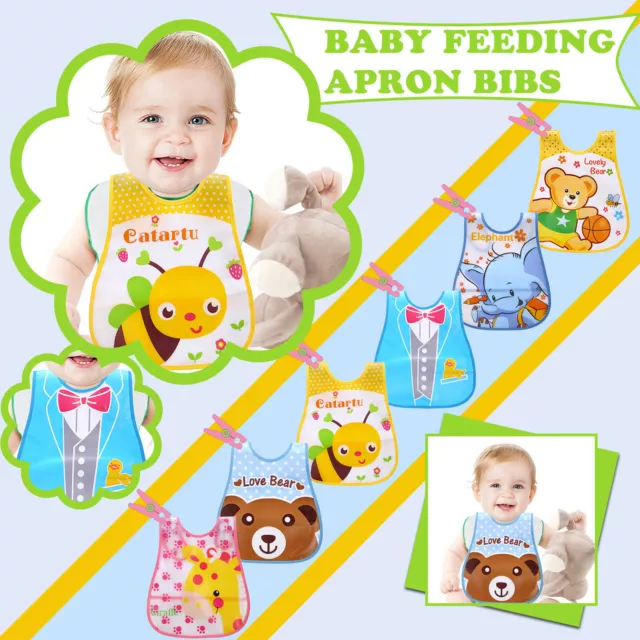 Baby Kid Bibs Waterproof Sleeveless Toddler Weaning Feeding Apron Child Boy Girl 2