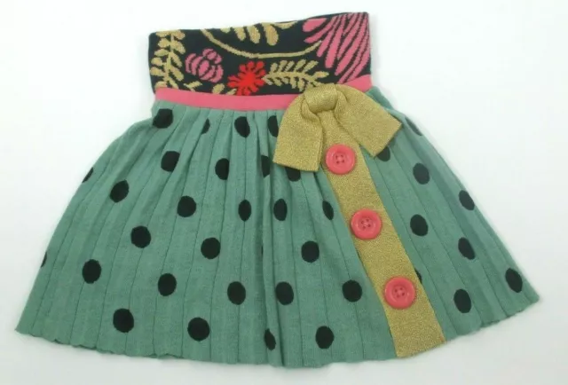 New Nwt Infant Girls Anthropologie Lia Molly Green Polka Dot Knit Skirt 6-12 Mon