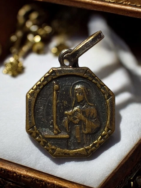 Médaille Religieuse Vierge Marie En Or Rose 18k - Collier Victorien Circa 1880 - Bijou Ancien Et Vintage