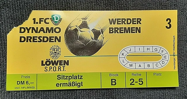 Billet D'entrée Original EC 1988 - BFC Dynamo Vs Werder Brême - RDA - Collection