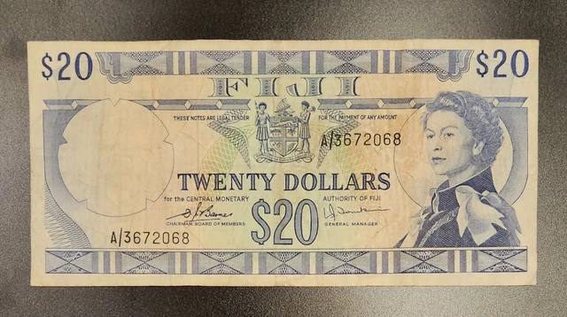 Fiji 20 Dollars, 1974 ND, P-75, Used