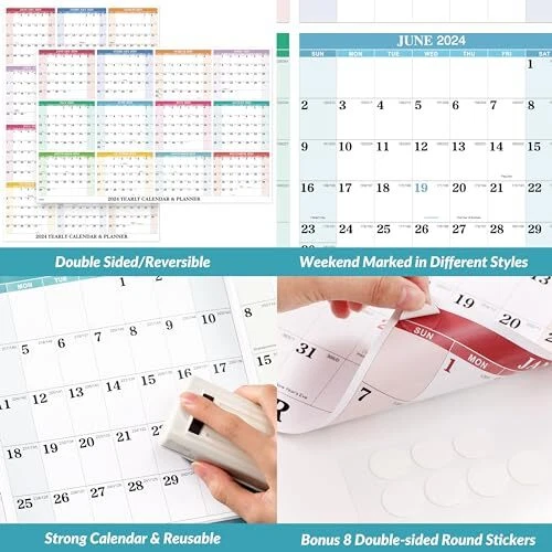 DRY ERASE CALENDAR 2024 2024 Yearly Wall Calendar, Erasable Wall