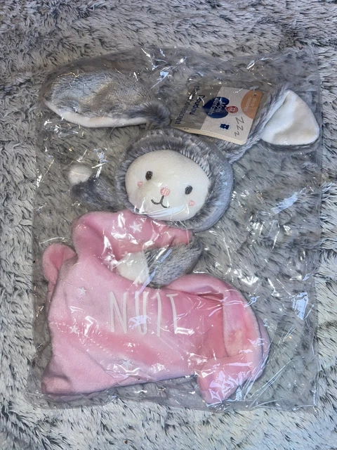 Neuf Doudou phosphorescent lapin rose gris douce nuit étoiles