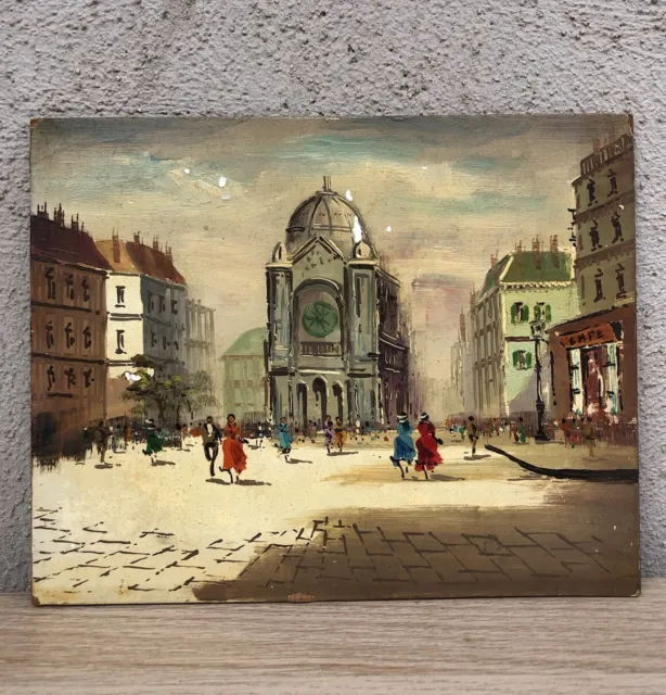 Quadro vintage -Strade Di Parigi- dipinto a olio