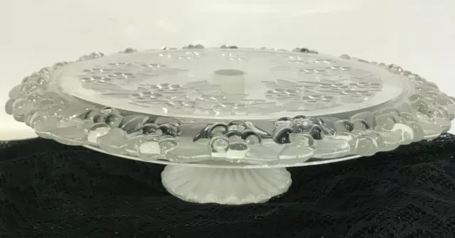 Mikasa Crystal Round Pedestal Cake Stand CARMEN 13" Clear Frosted Floral Retired