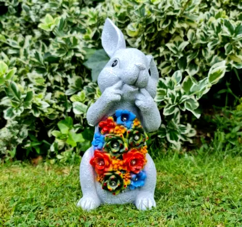 Gartenornament großes solarbetriebenes Deko Kaninchen Tier Aufhellungsdekor
