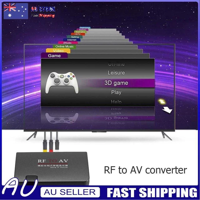 #C RF to AV Analog TV Receiver Converter Modulator Power Adapter w/AV Cable