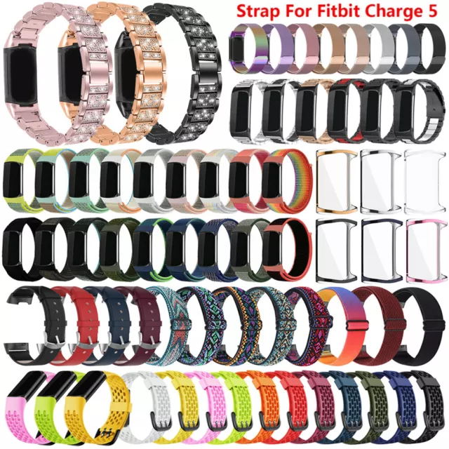 Nylon Silikon Leder Uhrenarmband Für Fitbit Charge 5/6 Smartwatch Ersatz Armband