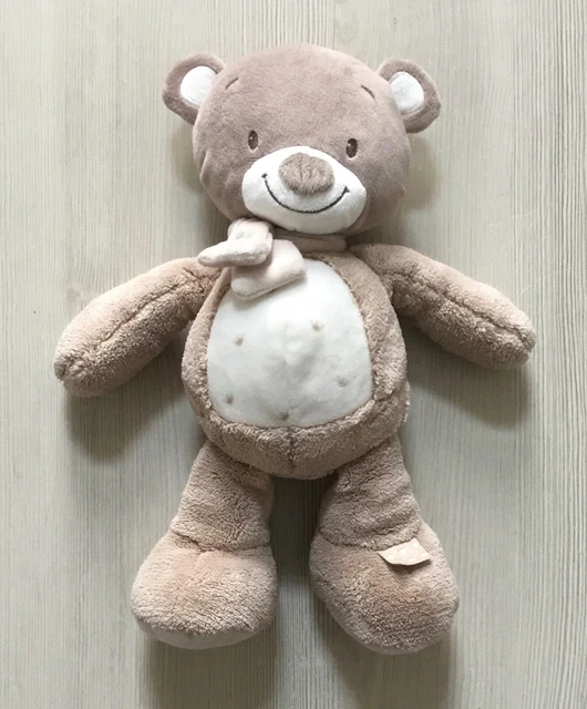 Doudou Peluche Ours marron écharpe beige couronne 29cm Max et Noa Nattou