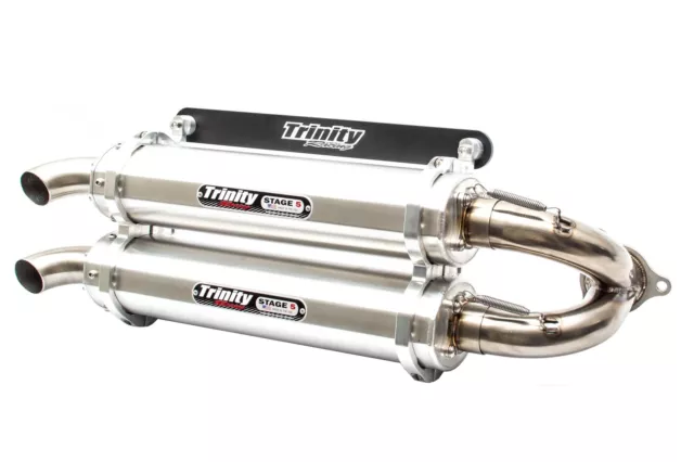 Dual Brushed Aluminum Slip On Exhaust Trinity Racing TR-4173S