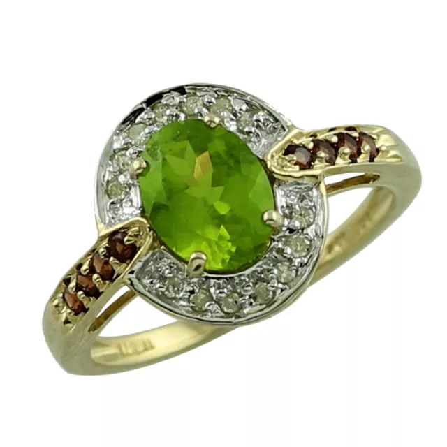 Oval Cut Vesuvianite Red Garnet Cocktail Ring 10k Yellow Gold Christmas Gift