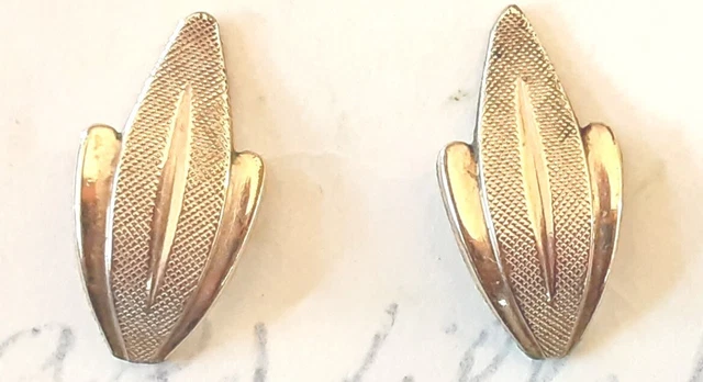 Vtg Earrings Van Dell Leaf 12K GF Studs