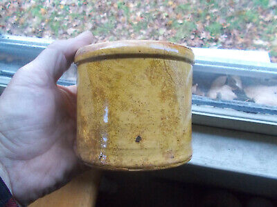 1870s YELLOW HAND THROWN POTTERY SMALL CROCK SHOWN DUG IN OUR RECENT DIG VIDEO