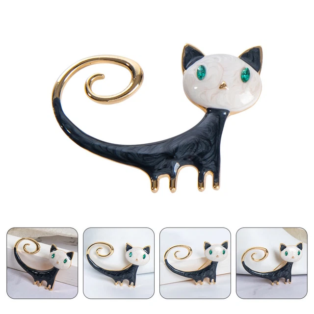 Broche Chat Rouge élégante Bijou Fantaisie Femme Cadeau Animal