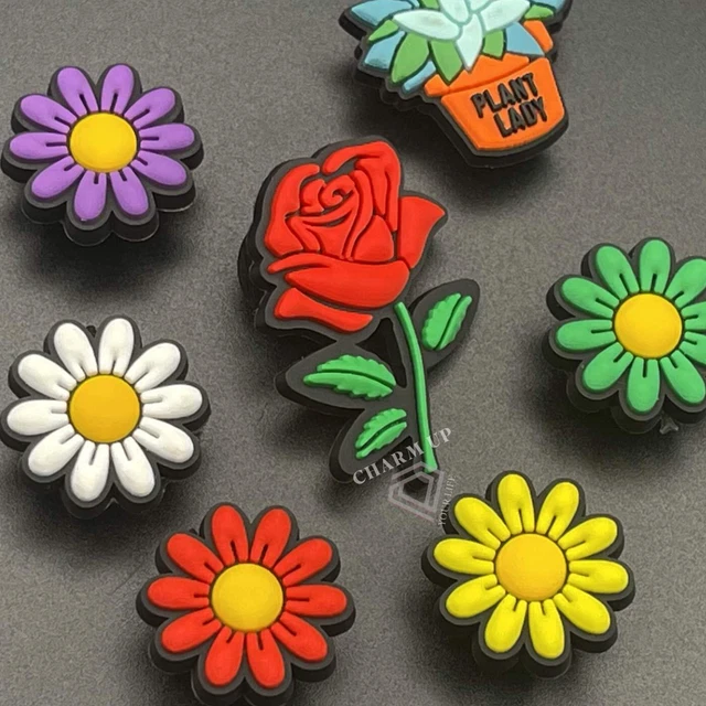 Flower Croc Charms Clog Shoe Charm Kids Girls Womens Daisy Plant Red Rose Jibbit