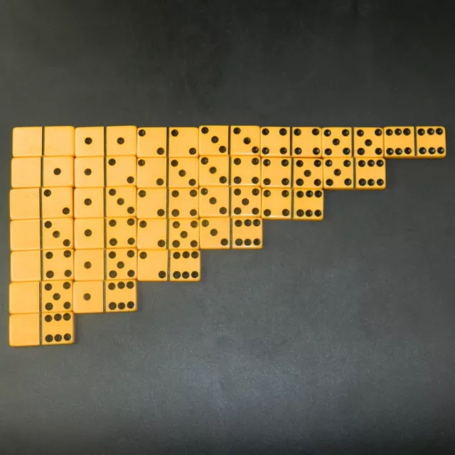 Double Six Dominoes Game Puremco #616 Standard Set of 28 Bakelite Butterscotch