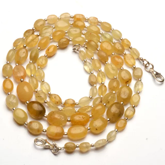 Natural Chrysoberyl Cats Eye Gemstone 7 to 12mm Smooth Nugget Beads 17" Necklace