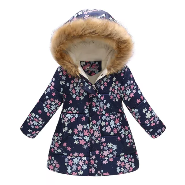 Padded Jacket Long Cold Resistant Plush Hooded Pockets Children Jacket Fleece
