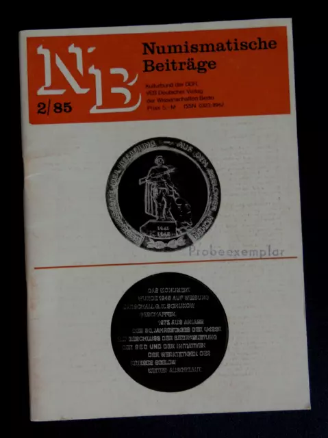 Numismatische Beiträge 1985 Heft 2 DDR KB Kulturbund Fachgruppen Beiträge