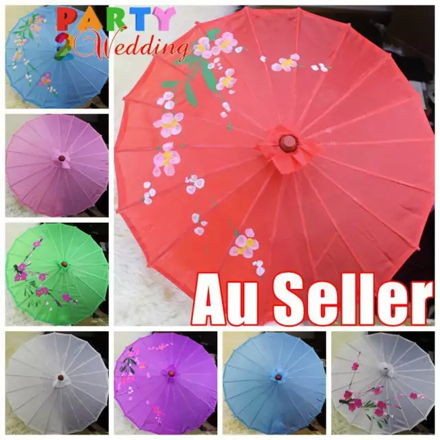 3x Japanese Chinese Parasol Umbrella Art Deco Wedding Dance Party Fabric 55cm D