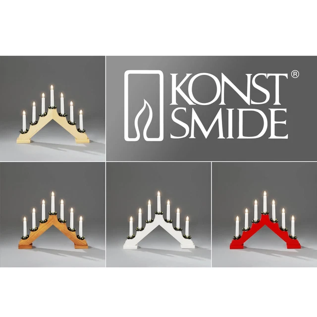 Konstsmide Holz Weihnachts Leuchter Lichter Spitze natur weiß rot + Ersatzbirne
