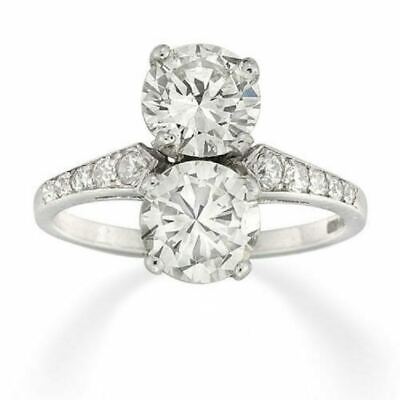 2.73 CT Spectacular Round Cubic Zirconia Four Double Claw-Set Engagement Ring