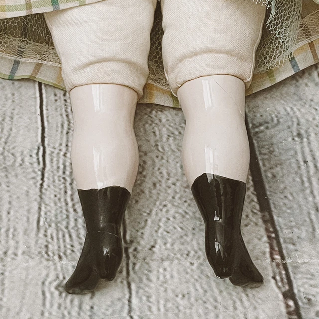 18” Reproduction Porcelain Bisque CHINA Head Arms Leg DOLL Vtg Cloth Body Outfit 4