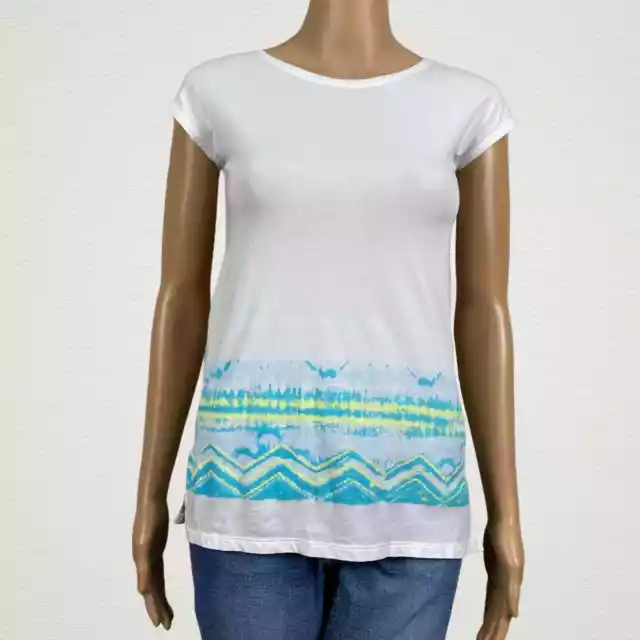 Ivivva Lululemon Cut Out Back Shirt T-shirt Girls 10 Crewneck White Aqua Blue