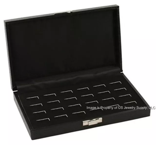 1 Black Wide Slot 12 pair Cufflink or 24 Ring Display Storage Box Case Organizer