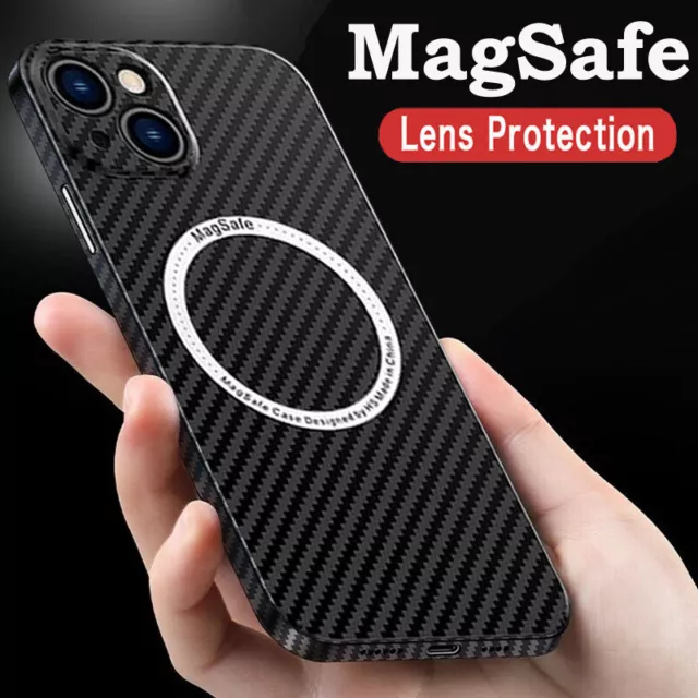 Hülle MagSafe-Case Für iPhone 14 13 Pro Max 12 11 Carbon fibre Magnet HardCover
