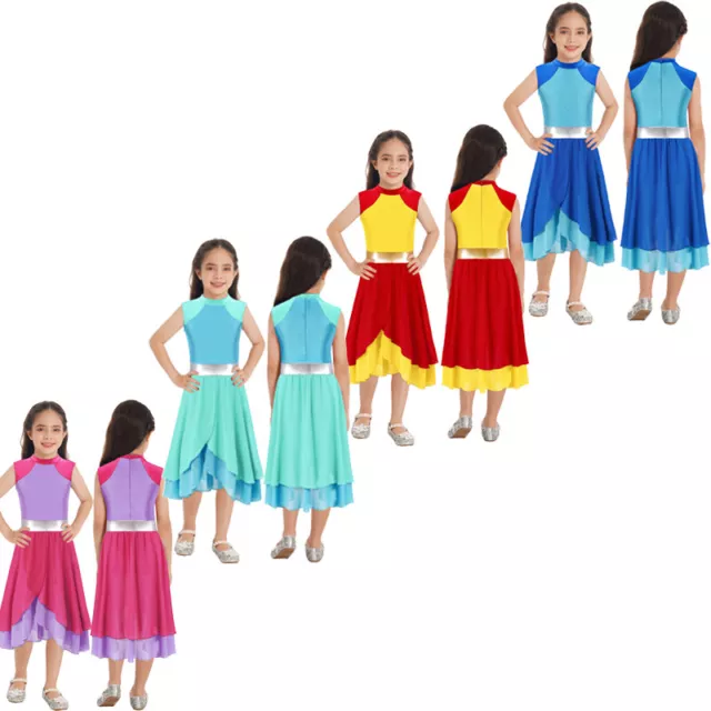 Kids Girls Dancewear Competition Costume Latin Dress Performance Uniform Dance