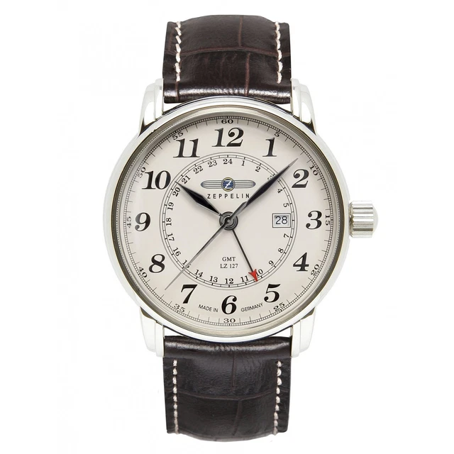 Zeppelin 7642-5 LZ127 Graf Beige Quadrante Gmt Orologio da Polso