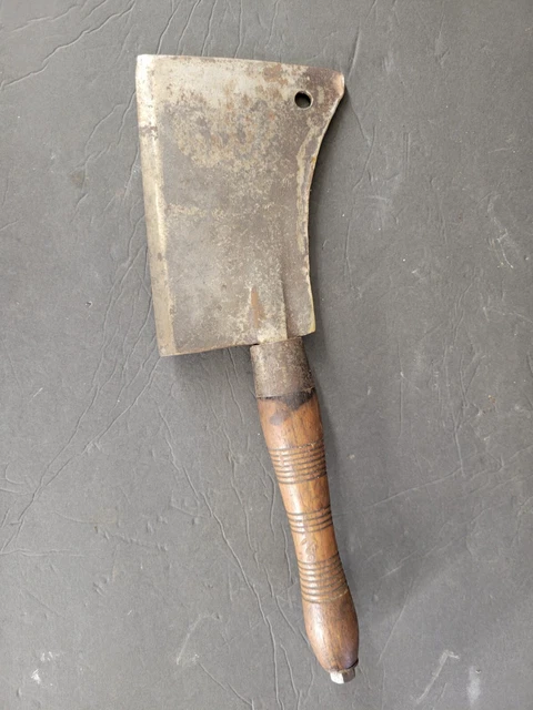 Antique Butcher Cleaver 7" Blade Marked "C" On Blade & Mark On Handle, Japanese?