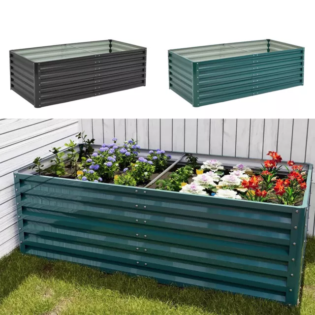 Metal Planter Garden Raised Bed Square Grow Trough for Outdoor Vegetable Fruit