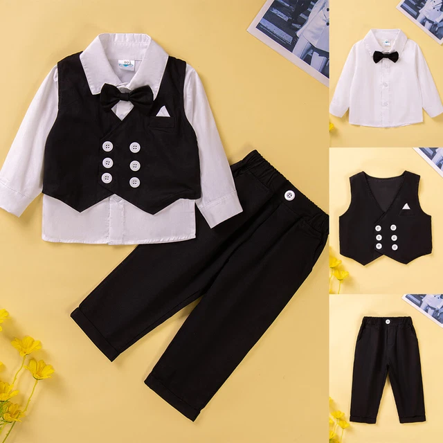 Boys Suits 3 Piece Waistcoat Suit Wedding Page Boy Baby Formal Party Suit Vest