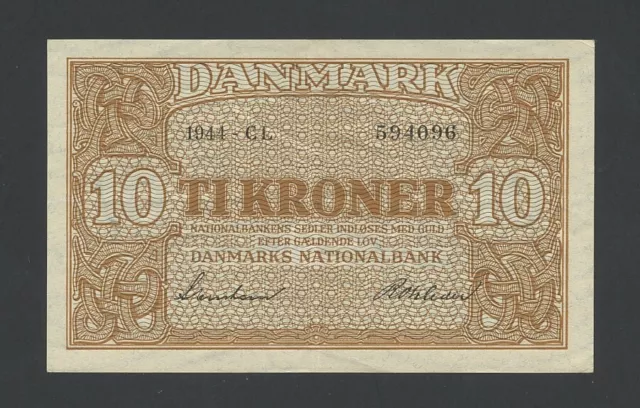 DENMARK 10 kroner 1944 Krause 36  good EF  Banknotes