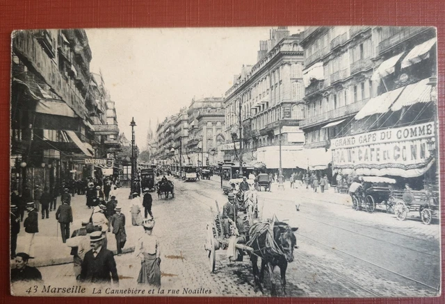 Cpa - 13 - Marseille - La Cannebiere Et La Rue Noailles