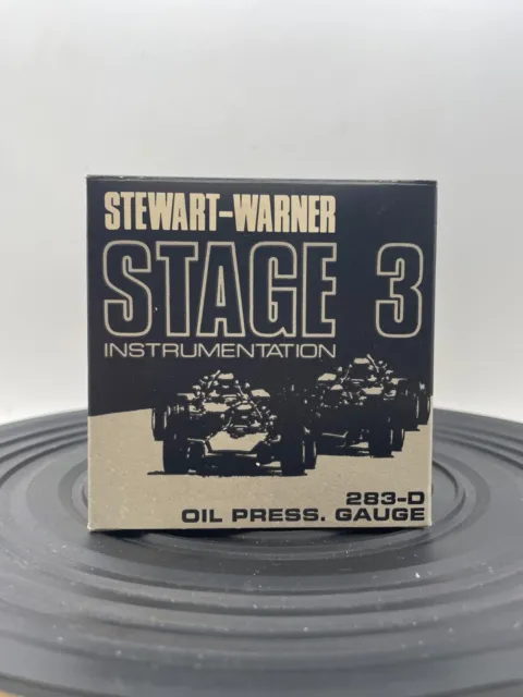 Vintage NOS in Box and Wrapped Stewart Warner Stage III Oil Pressure Gauge 283-D
