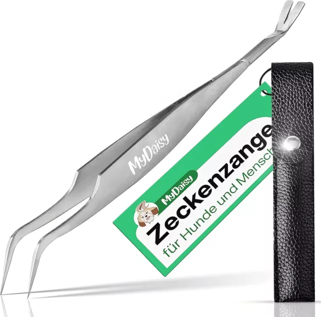 MYDAISY 2 In 1 Zeckenzange Metall mit Etui, Edelstahl für...