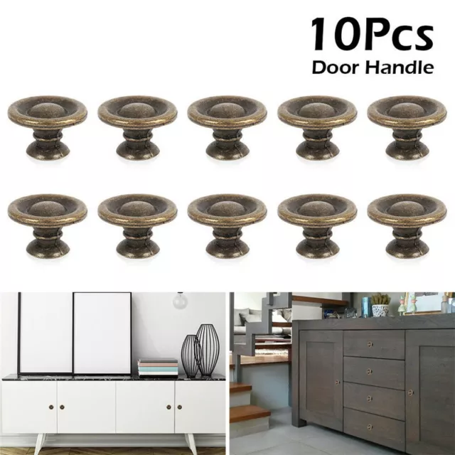 10Pcs Antique Brass Knobs Handles Cabinet Doors Drawers Cupboard Door Knobs