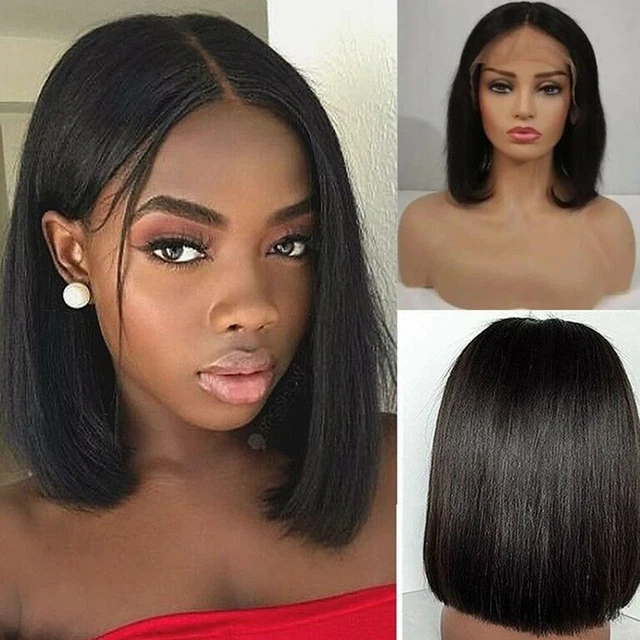 Noir Indien Perruque Cheveux Humain Court Droit Bob Complet F��te Clubwear