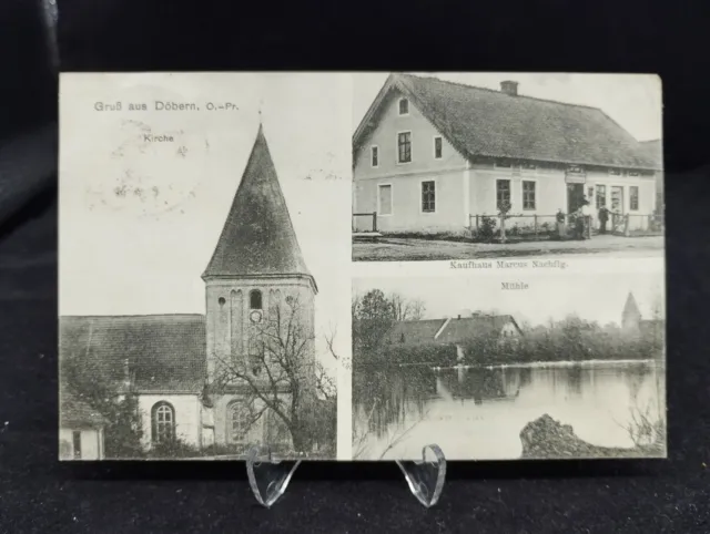 AK Döbern (Dobry) Preußisch Holland Ostpreußen Kaufhaus Marcus Mühle Kirche 1909