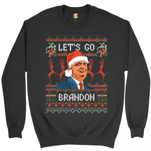 Donald Trump Let's Go Brandon Sweatshirt Christmas Xmas Ugly Sweater Crewneck